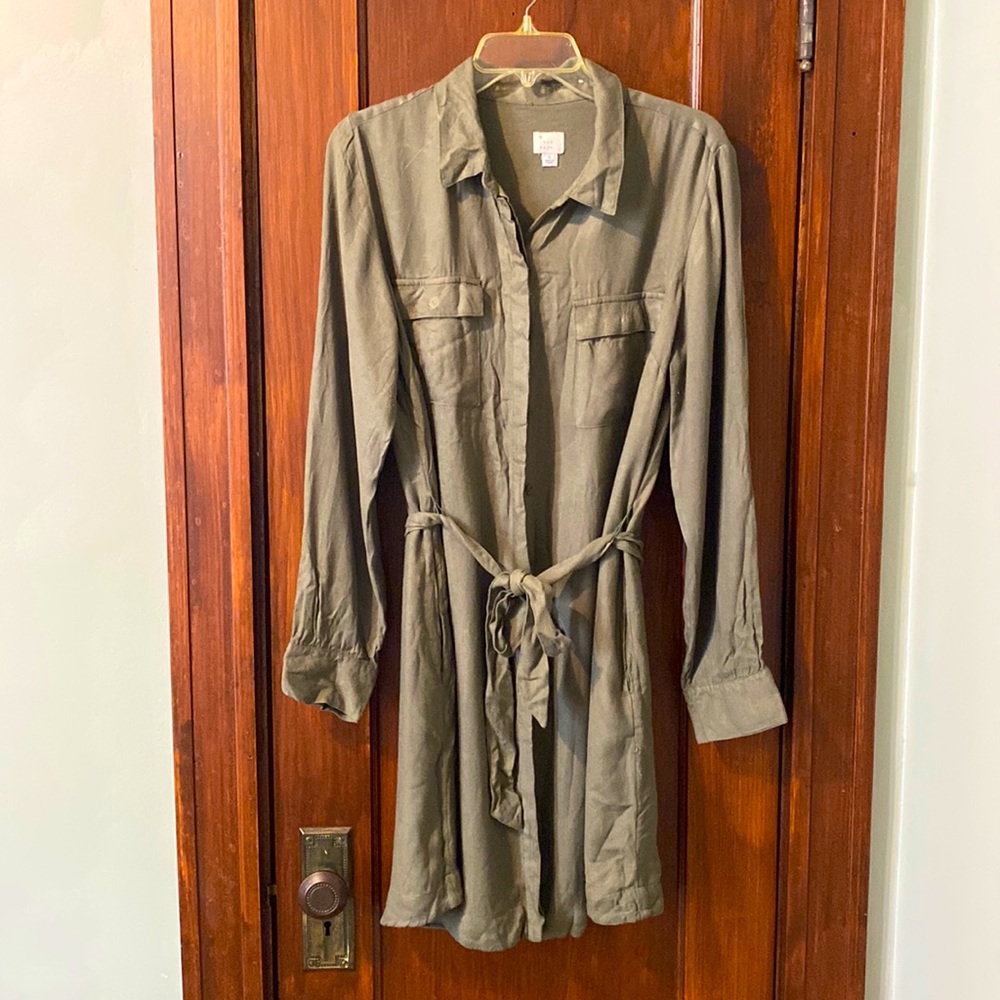Olive green shirt dress